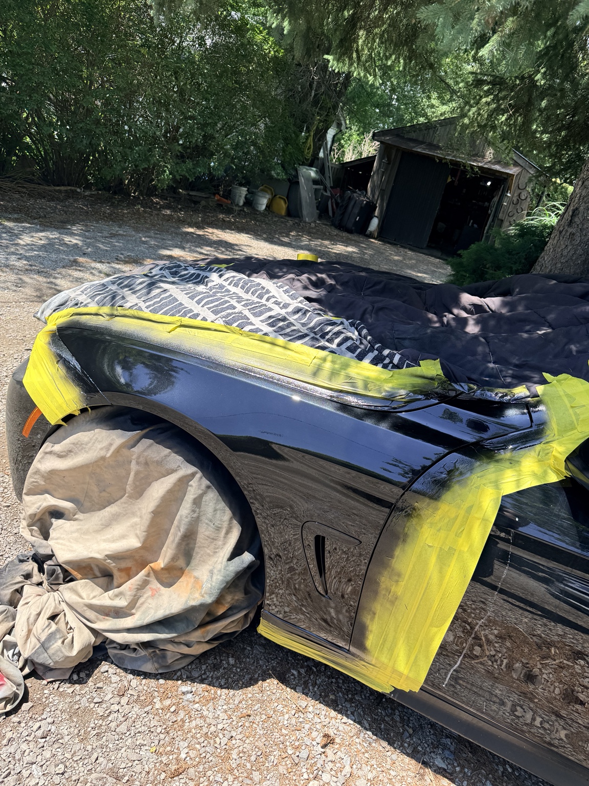 Finished BMW fender paint and rust repair